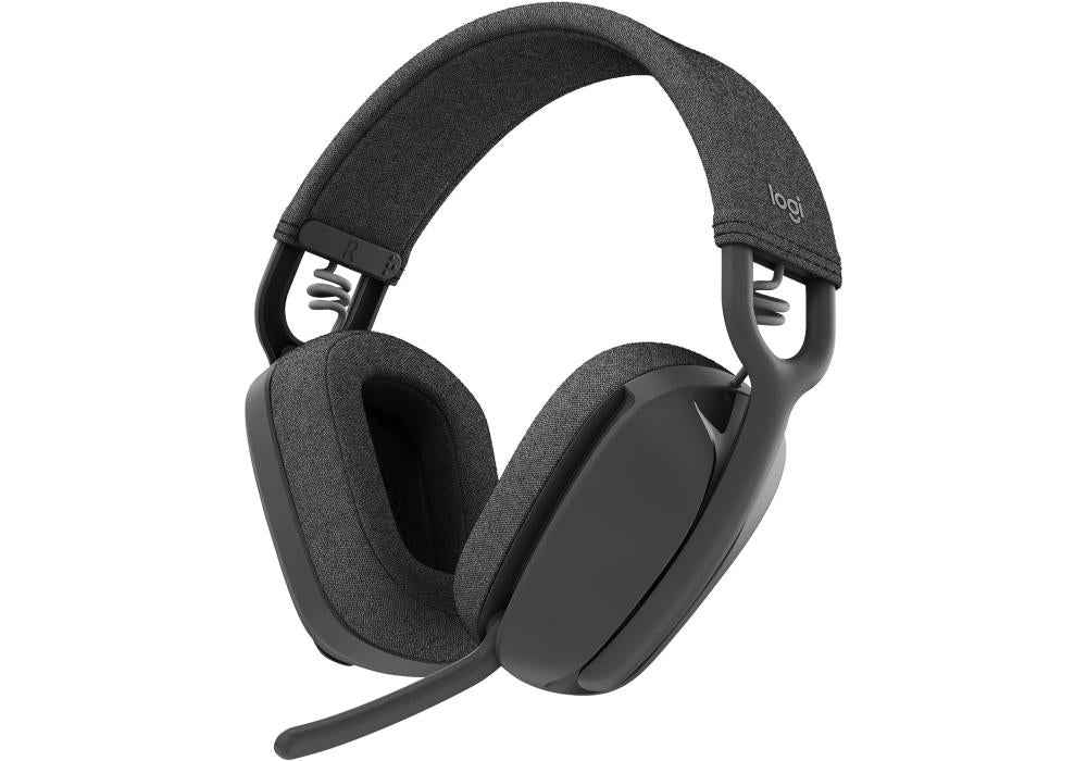 Logitech Zone Vibe 100 Lightweight Wireless Over Ear Headphones with Noise Canceling Microphone, Advanced Multipoint Bluetooth Headset - Graphite
