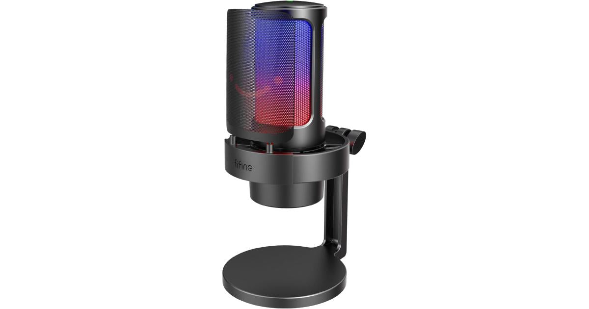 Fifine Ampligame A8 Usb Mic With Controllable Rgb, Live Monitoring, Input Dial, Pop Filter For Streaming