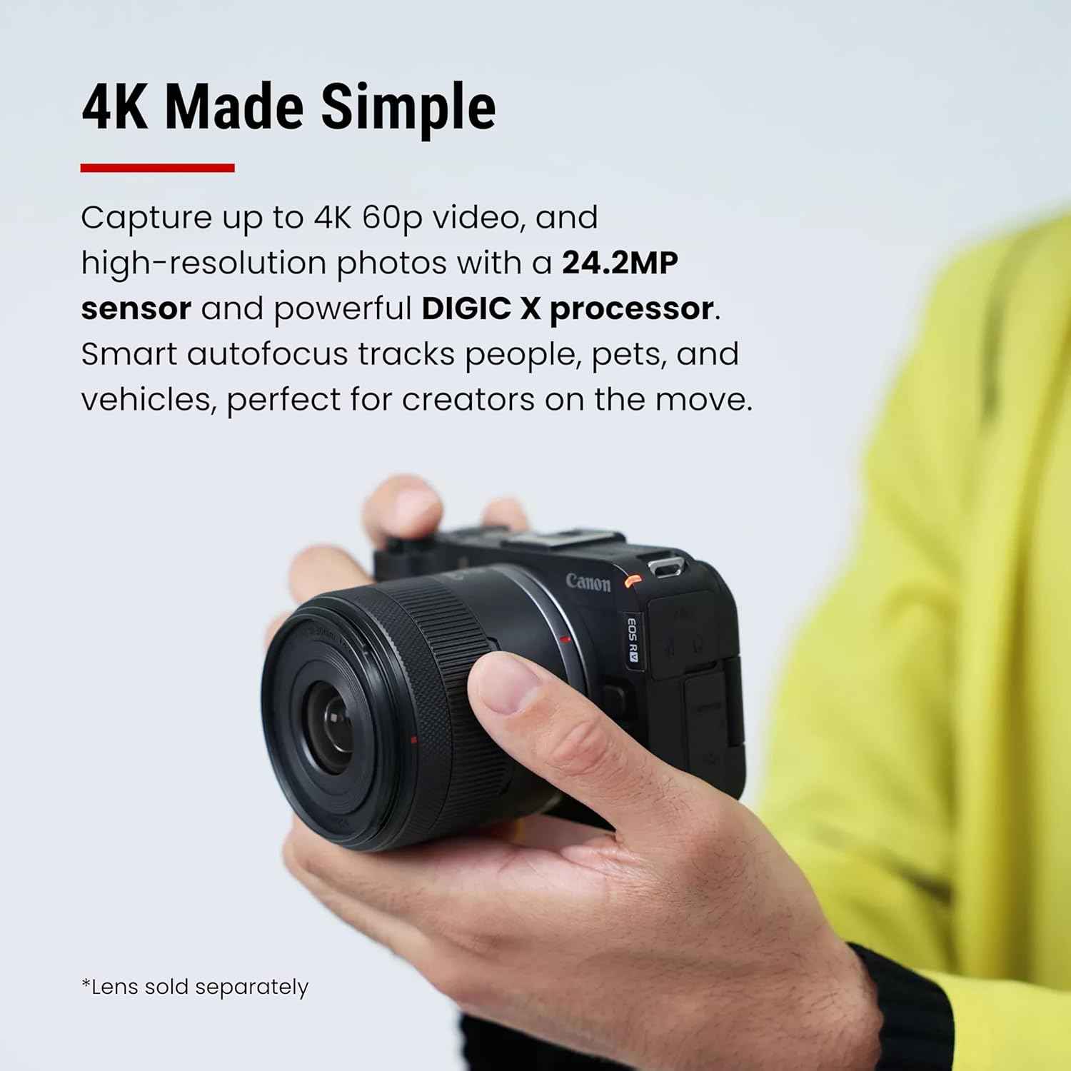 EOS R50 V Mirrorless Camera (Body Only) – APS-C Digital Camera, Flip Screen 4K Video, Interchangeable Lens Camera for Vlogging, Content Creation, Streaming, Filming, Podcasts, TikTok