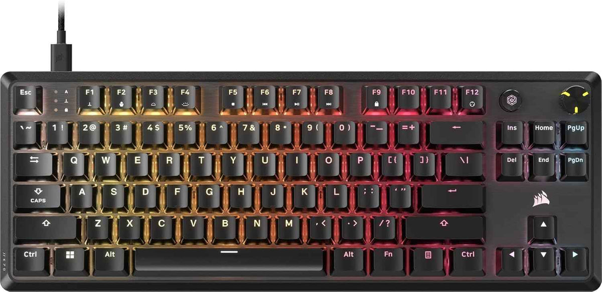 K70 CORE TKL RGB Tenkeyless Mechanical Wired Gaming Keyboard – Pre-Lubed MLX Red v2 Linear Switches, SOCD, ABS Double-Shot Keycaps, Sound Dampening, 1000Hz Polling, QWERTY NA – Black