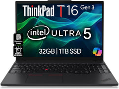 Lenovo ThinkPad T16 Gen 3 16” WUXGA IPS Display, Intel Ultra 5-125U (Beats i7-1355U), 32GB DDR5, 1TB SSD, Webcam, WiFi 6E + BT, RJ-45, Backlit KB, FP Reader, W11P, 3 YR Wty, Business Laptop