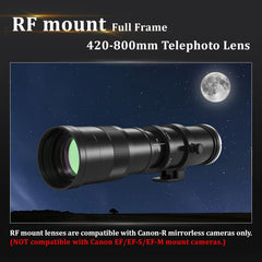 Telephoto Lens RF Lens for Canon, 420-800mm Manual Focus MF Zoom Lens for Canon EOS R, Ra, RP, R3, R5, R5 C, R6, R6 Mark II, R7, R8, R10, R50, R100 Mirrorless