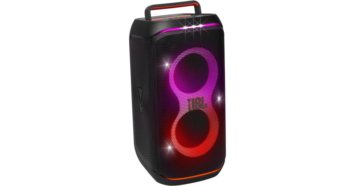 JBL PartyBox Club 120 - Portable Party Speaker with Foldable Handle, Powerful JBL Pro Sound, Futuristic lightshow, Up to 12 Hours of Play time, Splash Proof, Dual Mic & Guitar Inputs (Black)