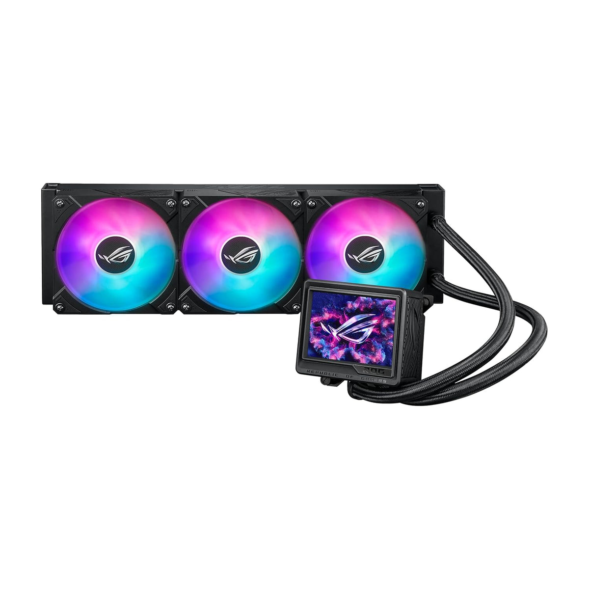 ROG RYUJIN III 360 ARGB EXTREME all-in-one AIO CPU liquid cooler, AMD Ryzen 9000 & Intel® Core™ Ultra Ready, Asetek Gen8 V2 pump; high airflow static pressure magnetic fans; customizable 3.5" LCD