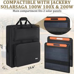 Solar Panel Travel Bag, Portable Solar Panel Storage Bag Compatible with Jackery SolarSaga 100W 200W 100X, Water-Resistant Protective Padded Carrying Case for 2 Panels, for Outdoor Camping Travel