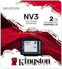 Kingston NV3 2TB M.2 2230 NVMe SSD | Up to 6000MB/s | SNV3SM3/2T0
