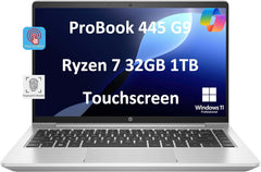 HP ProBook 445 G9 Business Laptop (14" FHD Touchscreen, AMD Ryzen 7 5825U, 32GB RAM, 1TB SSD, 8-Core (Beats i7-1165G7)) Fingerprint Reader, Webcam, Ethernet, Wolf Pro Security, Win 11 Pro, Silver