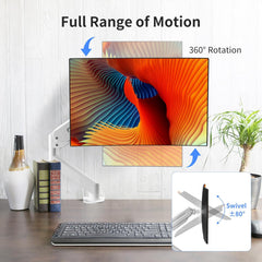 Monitor Mount Gas Spring Monitor Arm Desk Mount Fully Adjustable Fits 17 20 22 23 24 26 27 32 35 inch Monitors Weight Capacity up to 24.25 lbs, White