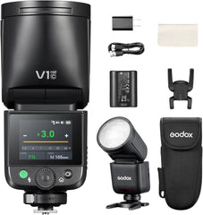 V1 Mid C Flash for Canon, Touchscreen Speedlite, 55Ws High Output, USB-C Charging, 650 Full-Power Flashes, 1.7s Fast Recycle, 2.4G Wireless 1/8000s HSS, GODOX V1 Mid V1mid C TTL Flash Speedlight