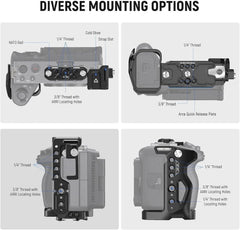 Cage Camera Cage with HDMI Cable Clamp, NATO Rail, 3/8 Inch ARRI Positioning Holes, 1/4 Inch Thread Compatible with Sony FX3 FX30 Original XLR Handle