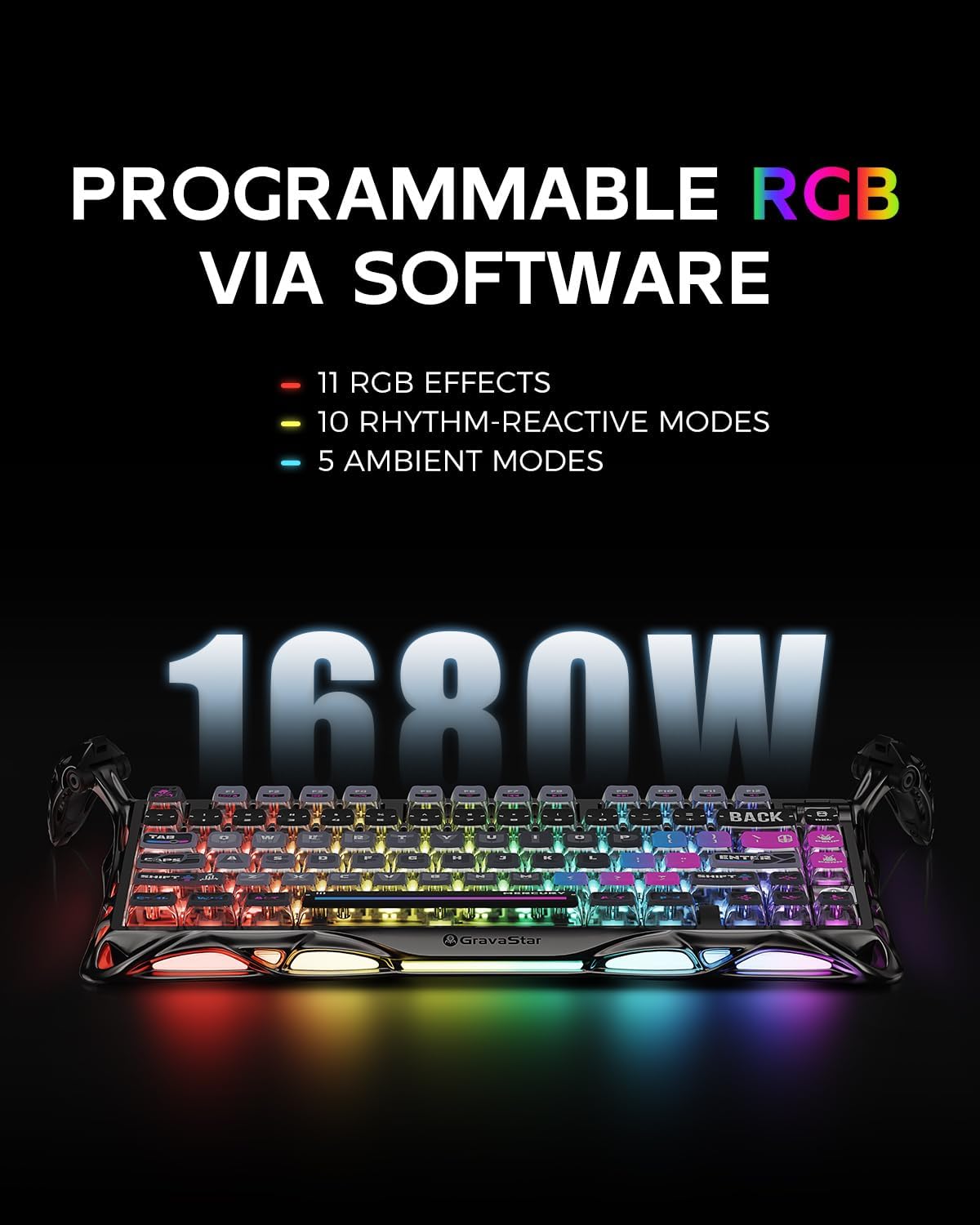 GravaStar RGB wireless mechanical gaming keyboard for computer setup