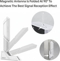 WiFi 7 Antenna 2.4G 5G 6G Dual Band Magnetic Base Wi-Fi 6E WI-FI7 for ASUS ROG Maximus B850 Z790 X890 Z890 PC Desktop Computer Motherboard Wireless Network Card WiFi Router White