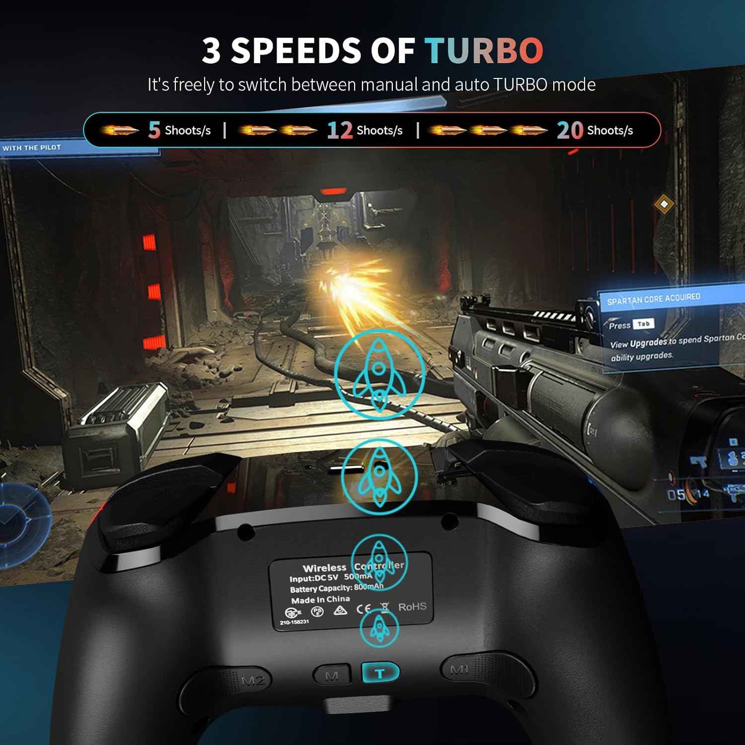 RGB wireless gamepad for computer setup