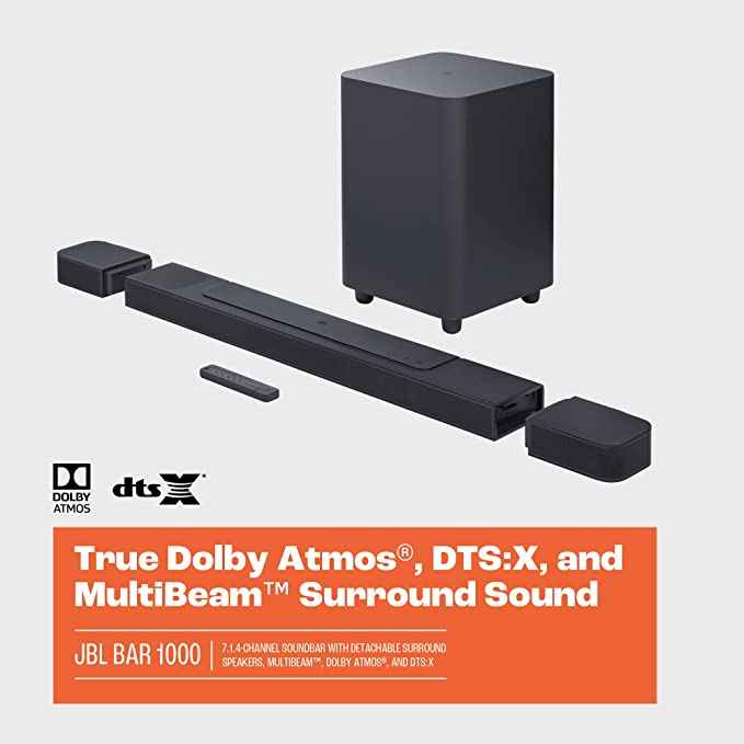 JBL BAR1000 7.1 Channel Soundbar With Detachable Surround Speaker Multibeam Dolby