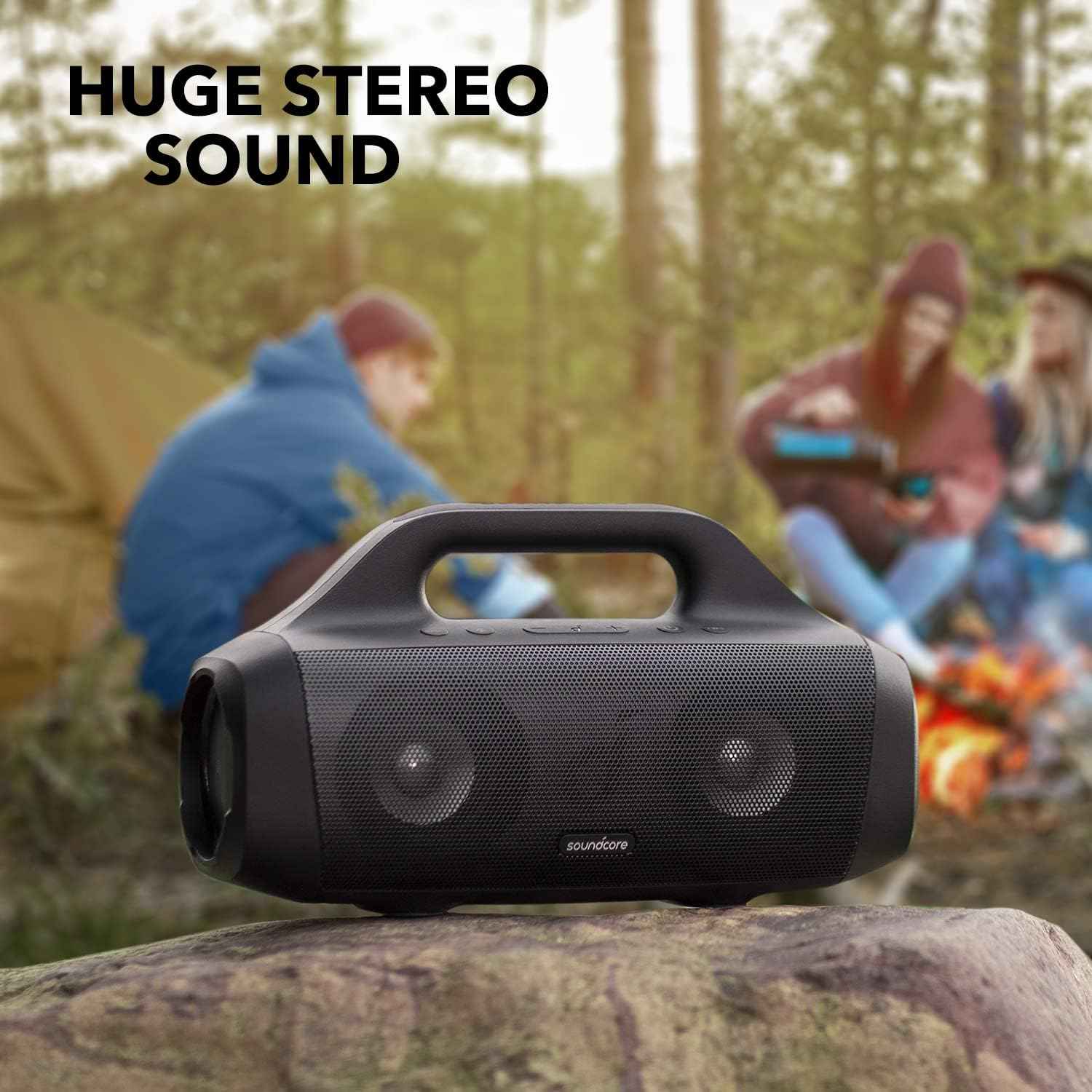 Anker Motion Boom Waterproof Bluetooth Speaker with Titanium Drivers, BassUp Technology, IPX7, 24H Playtime, App, Built-in Handle, Outdoor Speaker for Camping, Pool, Beach, Backyard