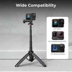Portable Action Camera Tripod in Carabiner Shape, 6.5-13.6in Extendable Selfie Stick, Mini Table Tripod for GoPro Hero 13/12/11, for DJI Osmo Action 5 pro/4/3, for Insta360 Ace Pro 2-5568