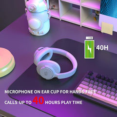 Redragon H610 Wireless Gaming Headset for PC, Mac, NS, Phone - BT 5.3 with Active Noise Cancellation, 40H Battery, Lightweight, Over-Ear Headphones with Built-in Mic, White