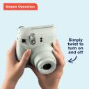 Fujifilm Instax Mini 12 Instant Camera - Clay White | Built-in Selfie Mirror & Macro Mode, Automatic Exposure, High-Performance Flash, Twist-to-Power Lens, 0.3m to Infinity Range, Parallax Correction, Uses Instax Mini Film
