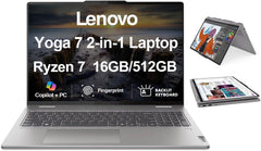Lenovo Yoga 7 Copilot + 2-in-1 Laptop 16.0" Touchscreen IPS WUXGA Display (AMD Ryzen 7 8840HS, 16GB LPDDR5X, 512GB SSD, Backlit KB, Fingerprint, WiFi 6E, Webcam, Bluetooth 5.3, Win 11 Home)
