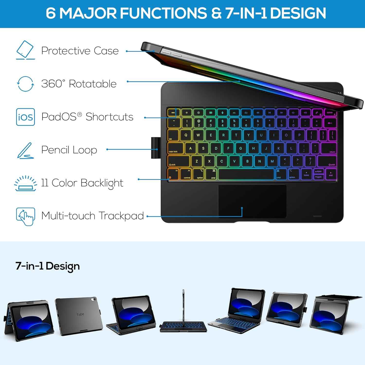 Touch iPad 11th gaming keyboard for computer setup