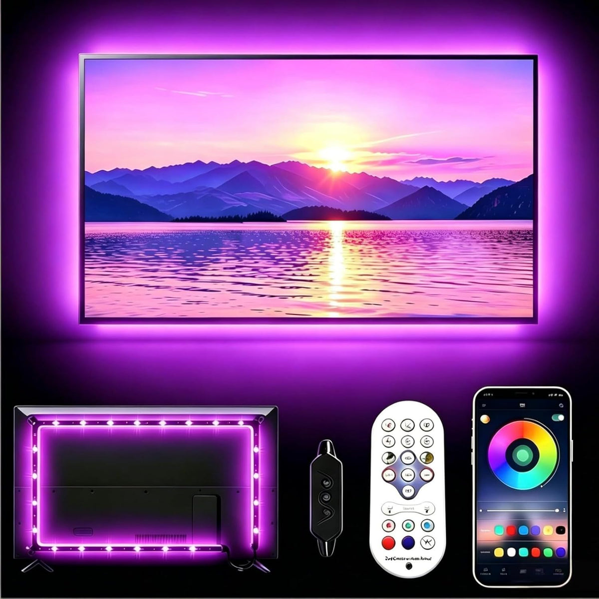 LED Lights for TV, 13.1ft Behind TV Backlight for 32-65 Inch TV, Music Sync Strip Lights with APP and Remote Control, USB Powered for Gaming Bedroom Home Decor