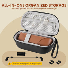 Hard Case for Ray-Ban Meta Charging Case & Accessories Kit - Anti-Slip Nose Pads, Ear Grips & Strap - Protective Travel Carrier for Wayfarer Smart Glasses Men Women Biking & Sports-Black