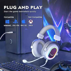 FIFINE H13W RGB Gaming Headset with 7.1 Surround Sound and MultiPlatform Support PC/PS4/PS5 (White) | H13W |