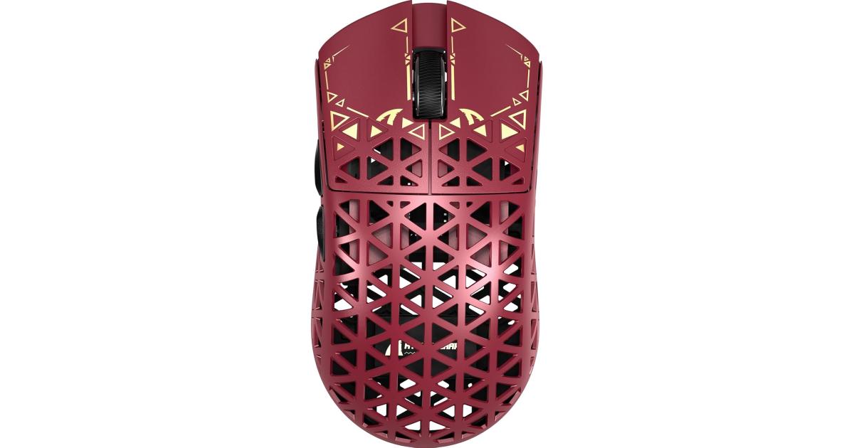 ATTACK SHARK R5Ultra 8K Carbon Fiber Wireless Gaming Mouse with 42000 DPI -PAW3950 MAX Sensor -39g Ultra-Lightweight-Nordic 52840 MCU Chip-Wired/BT/2.4GHz Wirelss Programmable Mouse for PC/Mac (Red)