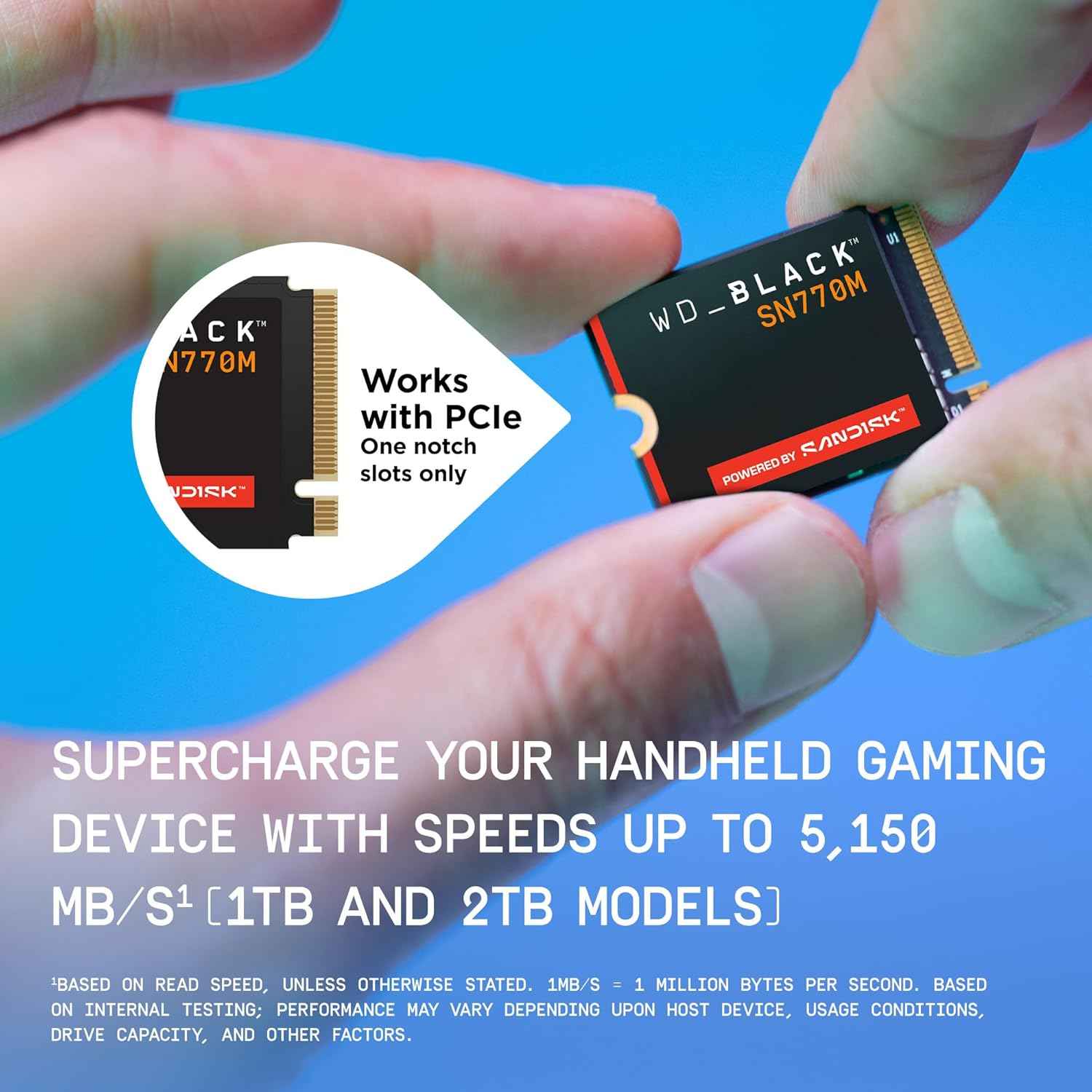 WD_Black SN770M 1TB M.2 2230 NVMeSSD - PCIe Gen 4.0, Speeds up to 5150 MB/s, for Handheld Gaming Devices and Compatible laptops, TLC 3D NAND, Great for Asus ROG Ally, Steam Deck, Microsoft Surface