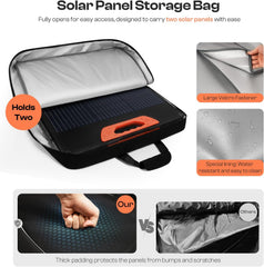 Solar Panel Storage Bag Compatible with Jackery SolarSaga 100W/200W Foldable Solar Panels, Padded Carrying Case for 2 Panels with Multi Pockets, Water-Resistant Travel Bag, Black