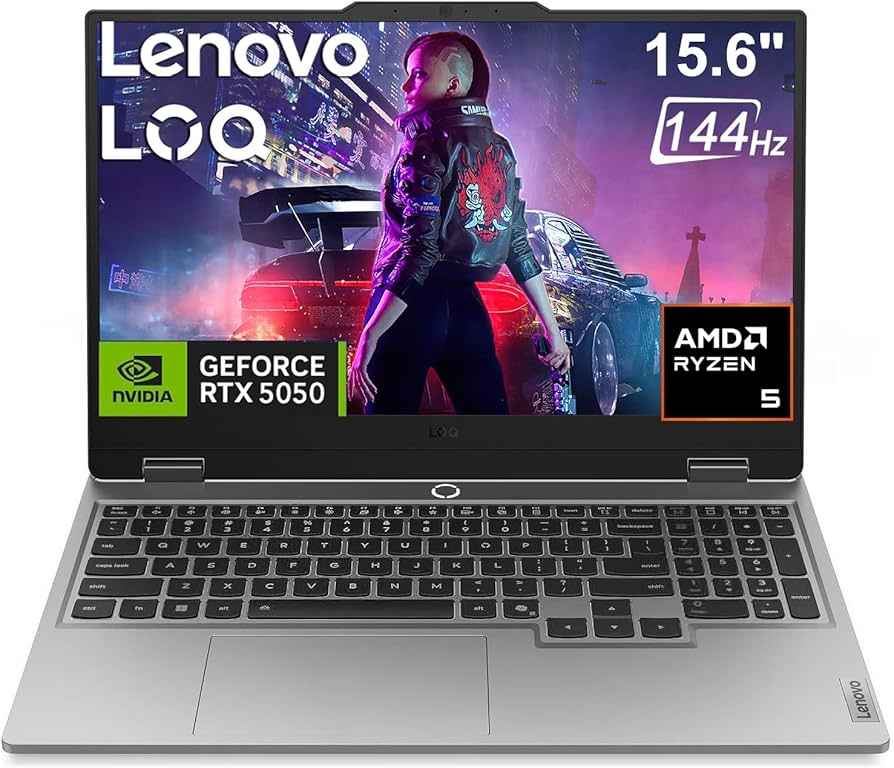 Lenovo LOQ 15 Gaming Laptop PC (15.6" FHD G-SYNC 144Hz, NVIDIA RTX 5050 8GB GDDR7, AMD Ryzen 5 220 (> Intel Ultra 5 125U), 16GB DDR5 RAM, 512GB SSD), Backlit, Webcam, Ethernet, Wi-Fi 6, Win 11 Home
