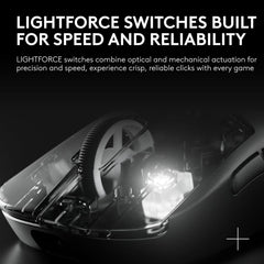 Pro X Superlight 2c Wireless Gaming Mouse: 51g Compact Mini Size, Symmetrical Shape, <8 kHz Polling, 44K DPI, PowerPlay Wireless Charging Supported, USB-C, 5 Programmable Buttons, For PC/Mac - Black