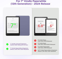 Detachable Magnetic Case for 7'' Kindle Paperwhite 12th Gen 2024 and Kindle Colorsoft Signature Edition, Slim PU Shell Cover Case with Auto Wake/Sleep, Lavender Purple