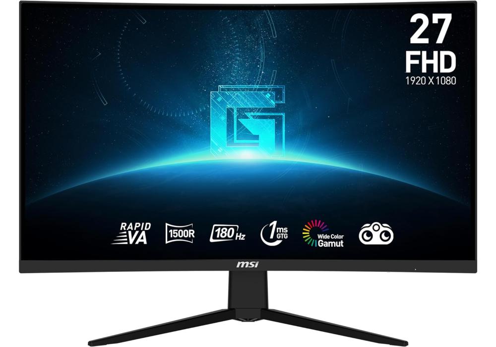 MSI Gaming Monitor G27C3F , 27" Rapid VA 1920 x 1080 (FHD) 180Hz Curvature 1500R AMD FreeSync Premium Frameless Design / 3 Years Warranty