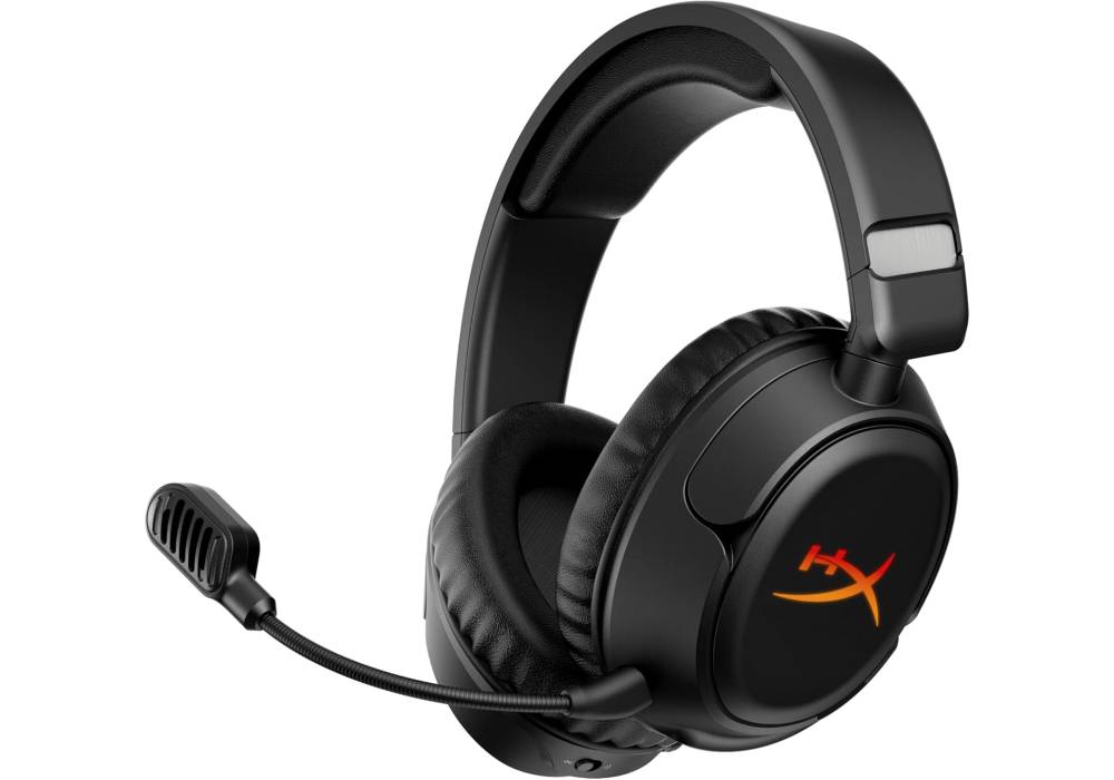 HyperX Cloud Flight 2 Wireless Gaming Headset – 50mm Drivers, Dual Wireless (2.4GHz + Bluetooth 5.3), Detachable Noise‑Cancelling Mic, 100–150h Battery Life, Memory Foam Comfort, Black