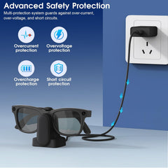Cisian Charging Dock Compatible with Ray-Ban Meta Smart Glasses Wayfarer/Skyler/Headliner/Oakley | Meta HSTN,Potable Travel USB-C Cable Charger Meta Smart Glasses with Adapter