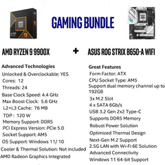 AMD Ryzen 9 9900X AM5 CPU Processor Bundle with ASUS ROG Strix B650-A Gaming WiFi 6E AM5 Ryzen 7000 Gaming Motherboard