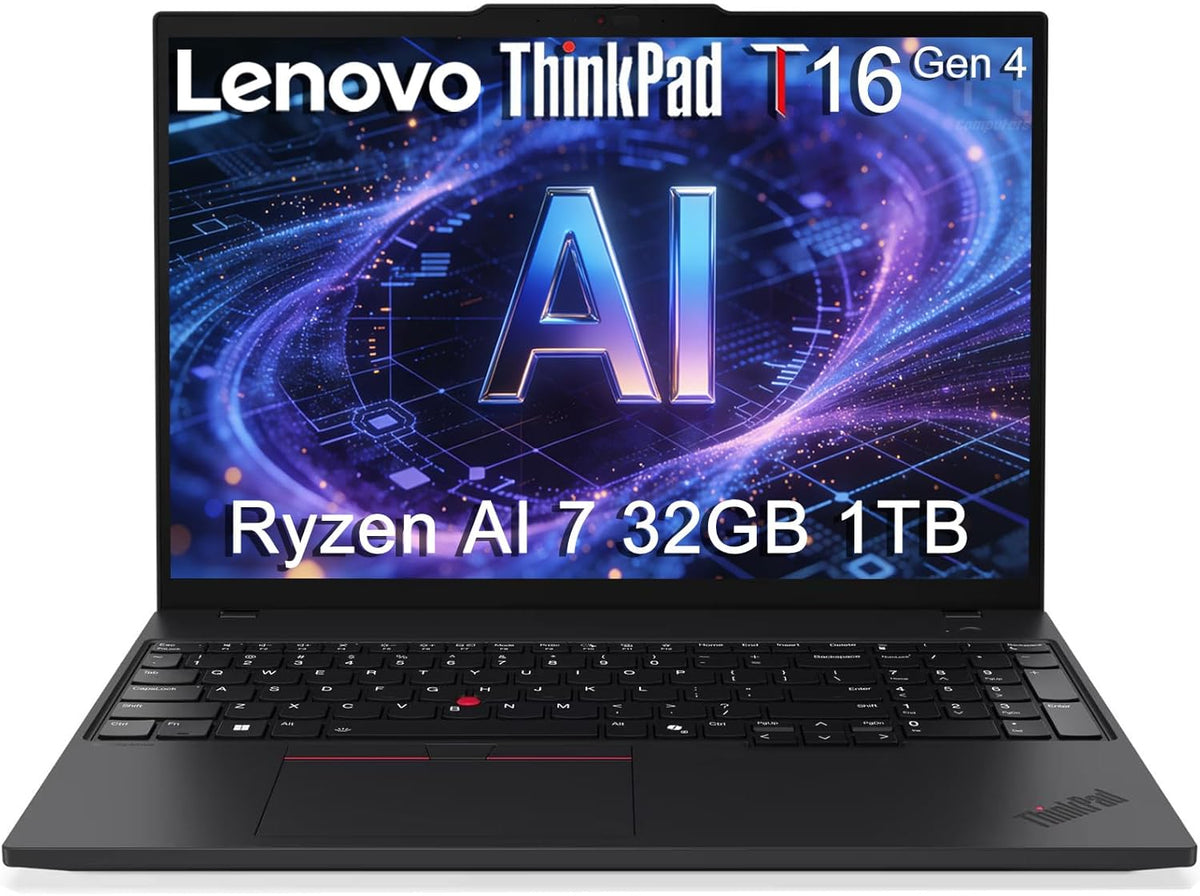 Lenovo ThinkPad T16 Gen 4 Business AI Laptop (16" FHD+, AMD Ryzen AI 7 PRO 350 (> Intel Ultra 7 255U), 32GB DDR5, 1TB SSD) Copilot+ PC, 2x Thunderbolt 4, Backlit, Fingerprint, IR Webcam, Win 11 Pro