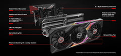 AMD Radeon™ RX 7900 XT Phantom Gaming 20GB OC Graphics Card 320 Bit 7680 x 4320 0dB Silent Cooling 3 x DisplayPort™ 2.1 GDDR6 1 x HDMI™ 2.1 20Gbps PCI Express 4.0