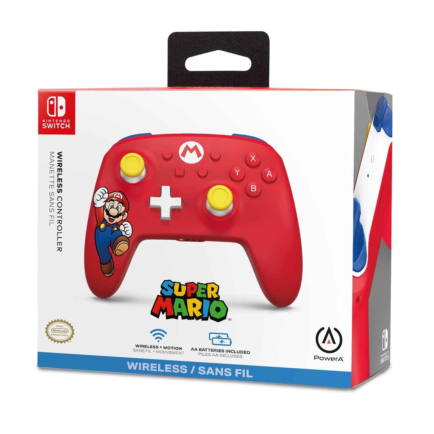 PowerA Wireless Controller for Nintendo Switch - Mario Joy, Switch Lite/Switch-OLED Model, Nintendo Switch 2, AA Battery Powered (Battery Included), Bluetooth, Motion Controls, Officially Licensed