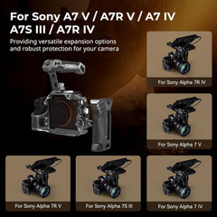 A7 V / A7R V / A7 IV Rhinoceros Cage Advanced Kit for Sony Alpha 7 V/Alpha 7R V/Alpha 7 IV/Alpha 7S III/Alpha 7R IV, Includes Top Handle/Side Handle/Cable Clamp for HDMI