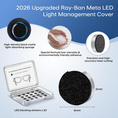 Precision LED Light Blocking Stickers for Ray-Ban Meta Wayfarer, Skyler&Headliner (Gen 2) & Oakley Meta HSTN Smart Glasses Accessories, Removable Low-Tack Blackout Camera Light Covers (Clear, 20 Pack)