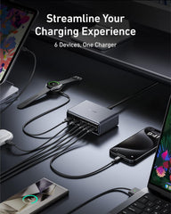 Prime Charger 200W with 6 Ports GaN US Silver with Anker 737 Power Bank Gen 2 UN Black