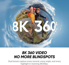 X4 Air Starter Bundle - Lightweight 165g 8K 360 Camera, Invisible Selfie Stick, Replaceable Lenses, Shoot First & Frame Later, Built-in Wind Guard, FlowState Stabilization, AI-Powered App