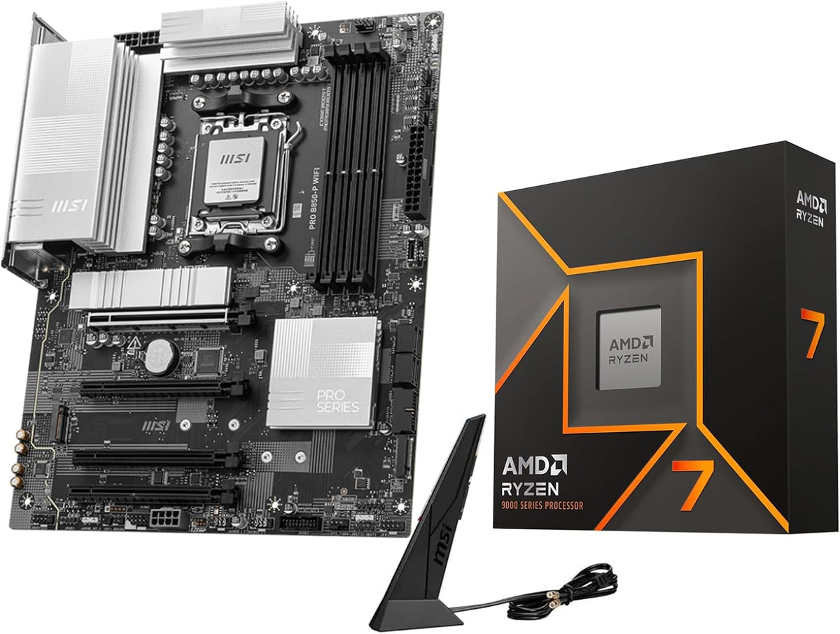 AMD Ryzen 7 9700X CPU Processor with MSI PRO B850-P WiFi Motherboard (ATX, AM5, DDR5, PCIe 5.0, M.2 Gen5, Wi-Fi 7, 5G LAN)