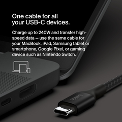 Belkin BoostCharge USB-C to USB-C Power Cable 2M Fast Charging with 240W Power Delivery, USB-IF Certified - Black