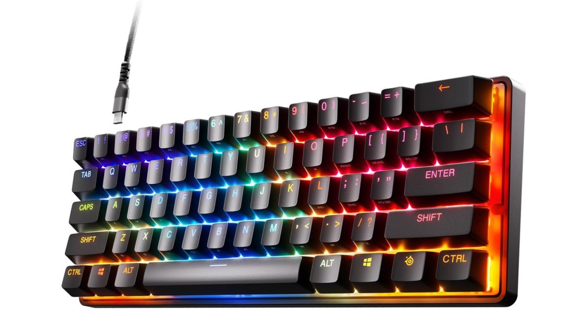SteelSeries Apex Pro Mini Weird HyperMagnetic Gaming Keyboard – Adjustable Actuation – Compact 60% Form Factor – RGB – PBT Keycaps – USB-C