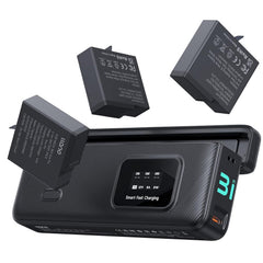 AC3 30W Fast Camera Battery Charger Hub with 3 Pack 1750mAh Replacement Ace Pro 2 Batteries for Insta360 Ace Pro 2/AcePro/Ace Action Camera, Triple Slot PD Charging, LED Display