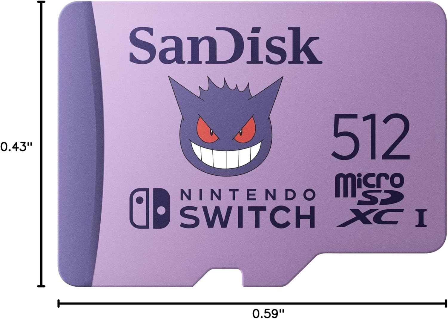 512GB Pokémon Gengar microSDXC Card Licensed for Nintendo-Switch - Made for Nintendo-Switch 1, OLED, and Lite - SDSQXAO-512G-GN6ZK
