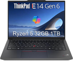 Lenovo ThinkPad E14 Gen 6 Business Laptop (14" FHD+ Anti-Glare, AMD Ryzen 5 7535U (> Intel i7-1255U), 32GB DDR5 RAM, 1TB SSD), Backlit KB, Fingerprint, 1080p Webcam, Ethernet, Win 11 Pro w/ Copilot